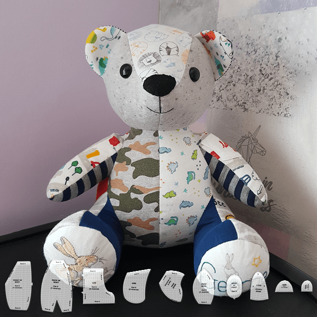 Memory Bear-sjabloonliniaalset (10 stuks) - met instructies