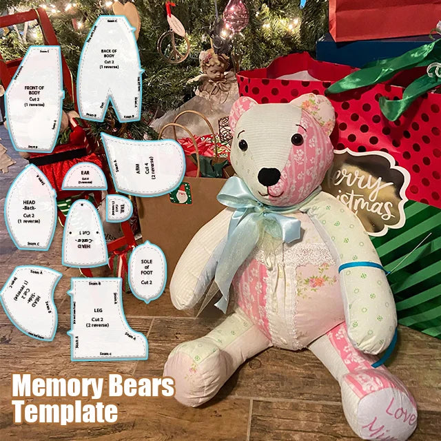 Memory Bear-sjabloonliniaalset (10 stuks) - met instructies