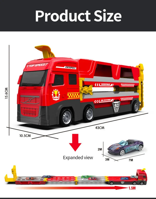 4Little™ MegaTruck - Mega Hauler Vrachtwagen Met Uitwerping Racebaan