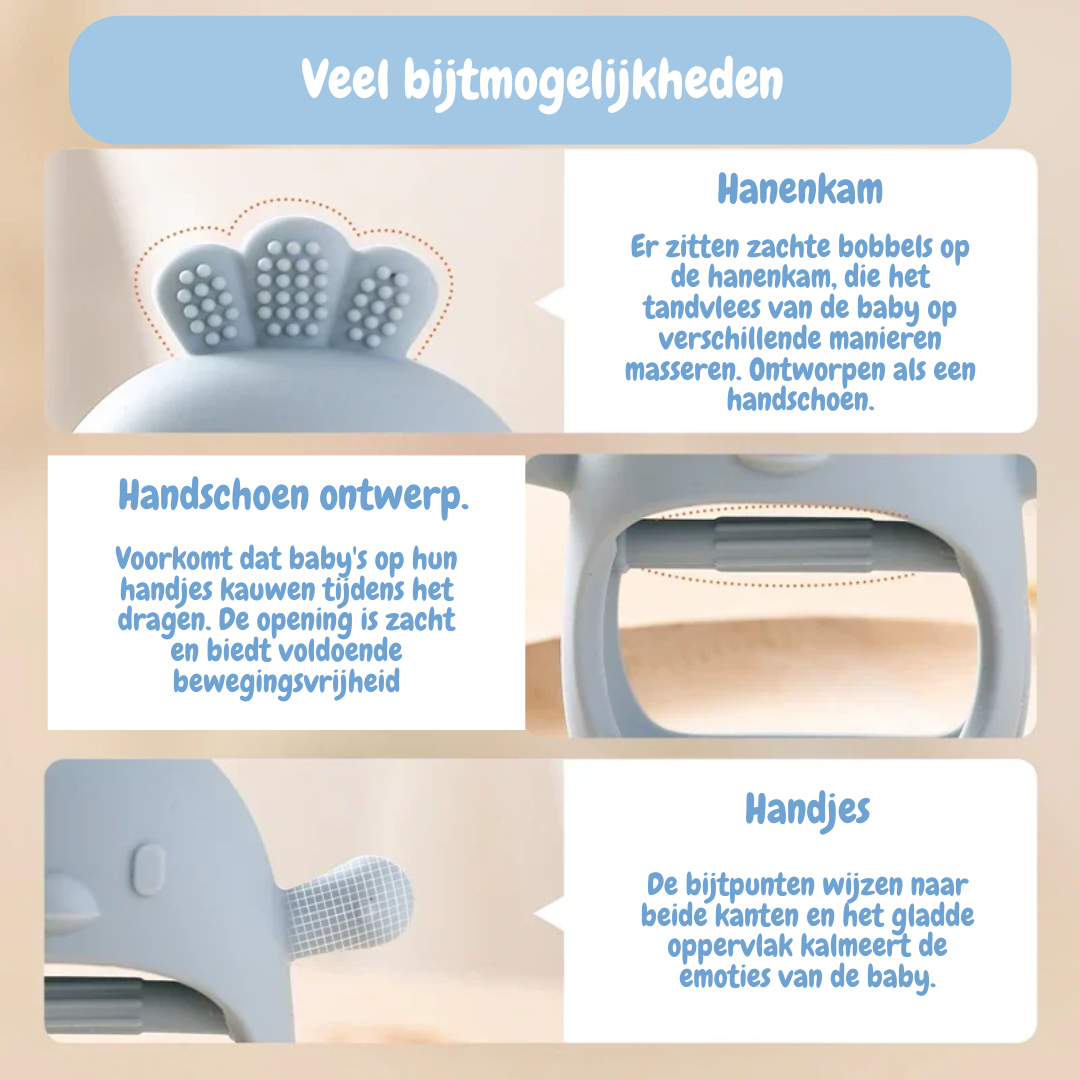 4Little CalmChew Glove™- Vermindert De Pijn Van Doorkomende Tandjes!