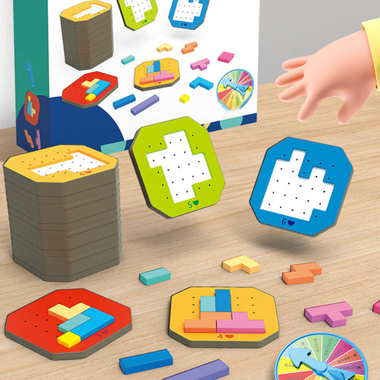 PuzzlePlay™ - Kleurrijk blokpuzzelspel set van 128 stukjes